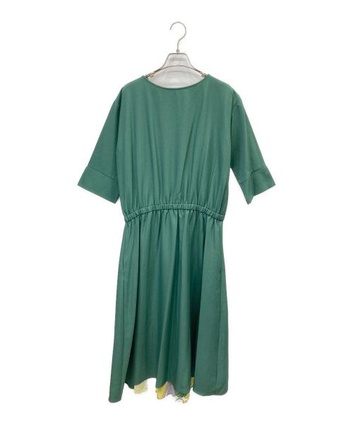 ふりふ（フリフ）ふりふ (フリフ) 背開き和モダン花柄ワンピース グリーン サイズ:Mの古着・服飾アイテム