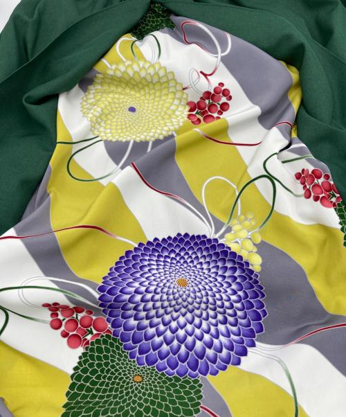 ふりふ（フリフ）ふりふ (フリフ) 背開き和モダン花柄ワンピース グリーン サイズ:Mの古着・服飾アイテム