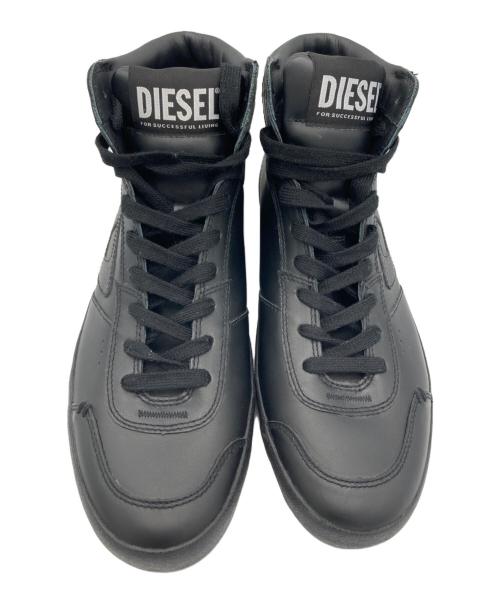 DIESEL（ディーゼル）DIESEL (ディーゼル) S-LEROJI MID Dロゴハイトップレザースニーカー ブラック サイズ:27CMの古着・服飾アイテム