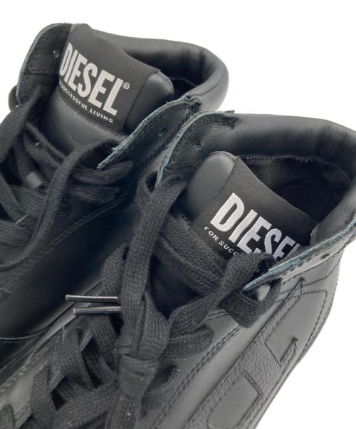 DIESEL（ディーゼル）DIESEL (ディーゼル) S-LEROJI MID Dロゴハイトップレザースニーカー ブラック サイズ:27CMの古着・服飾アイテム