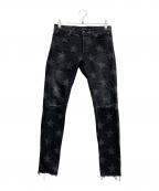 TAKAHIROMIYASHITA TheSoloIst.タカヒロミヤシタ ザソロイスト）の古着「star patterned stretch slim tapered 6 pocket jean」｜ブラック