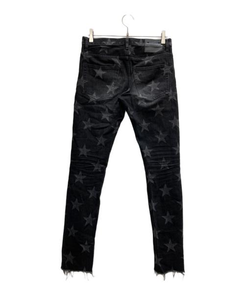 TAKAHIROMIYASHITA TheSoloIst.（タカヒロミヤシタ ザソロイスト）TAKAHIROMIYASHITA TheSoloIst. (タカヒロミヤシタ ザソロイスト) star patterned stretch slim tapered 6 pocket jean ブラック サイズ:76cm(W30)の古着・服飾アイテム