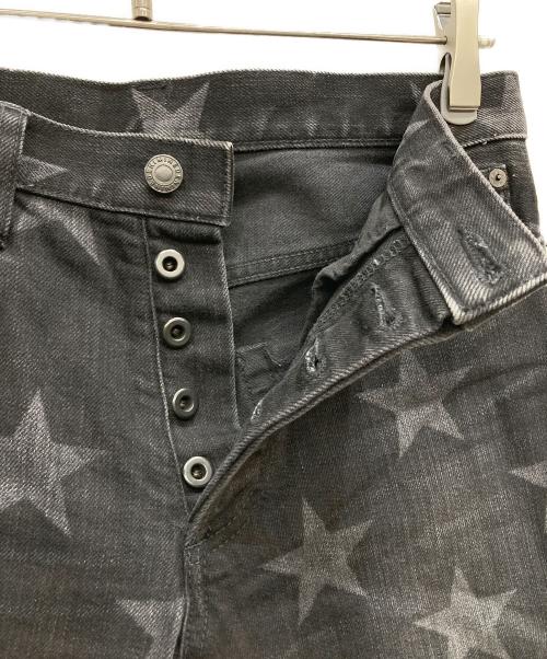 TAKAHIROMIYASHITA TheSoloIst.（タカヒロミヤシタ ザソロイスト）TAKAHIROMIYASHITA TheSoloIst. (タカヒロミヤシタ ザソロイスト) star patterned stretch slim tapered 6 pocket jean ブラック サイズ:76cm(W30)の古着・服飾アイテム