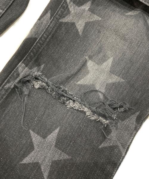TAKAHIROMIYASHITA TheSoloIst.（タカヒロミヤシタ ザソロイスト）TAKAHIROMIYASHITA TheSoloIst. (タカヒロミヤシタ ザソロイスト) star patterned stretch slim tapered 6 pocket jean ブラック サイズ:76cm(W30)の古着・服飾アイテム