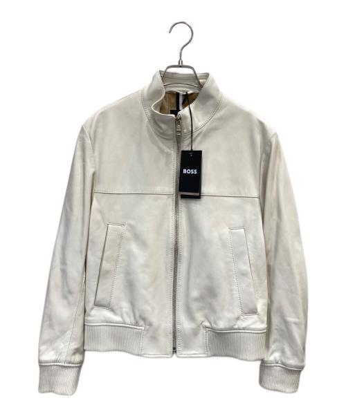 BOSS（ボス）BOSS (ボス) Mapson ラムレザーライダースジャケット アイボリー サイズ:46 未使用品の古着・服飾アイテム