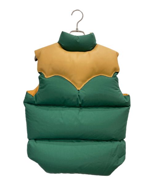 WAREHOUSE（ウエアハウス）WAREHOUSE (ウエアハウス) ウエスタンレザーヨークダウンベスト ベージュ×グリーン サイズ:Sの古着・服飾アイテム