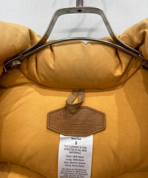 WAREHOUSE（ウエアハウス）WAREHOUSE (ウエアハウス) ウエスタンレザーヨークダウンベスト ベージュ×グリーン サイズ:Sの古着・服飾アイテム