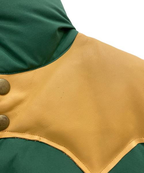 WAREHOUSE（ウエアハウス）WAREHOUSE (ウエアハウス) ウエスタンレザーヨークダウンベスト ベージュ×グリーン サイズ:Sの古着・服飾アイテム