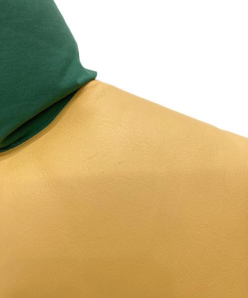 WAREHOUSE（ウエアハウス）WAREHOUSE (ウエアハウス) ウエスタンレザーヨークダウンベスト ベージュ×グリーン サイズ:Sの古着・服飾アイテム