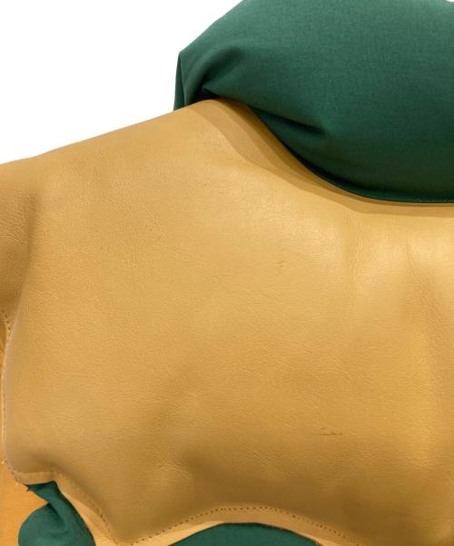 WAREHOUSE（ウエアハウス）WAREHOUSE (ウエアハウス) ウエスタンレザーヨークダウンベスト ベージュ×グリーン サイズ:Sの古着・服飾アイテム