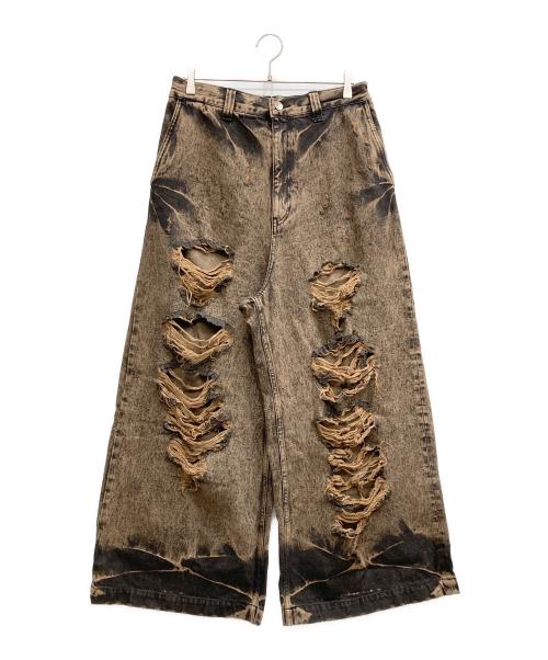 MAISON SPECIAL（メゾンスペシャル）MAISON SPECIAL (メゾンスペシャル) Destroy Denim Prime-Wide Pants/デストロイデニムプライムワイドパンツ ダークブラウン サイズ:1の古着・服飾アイテム