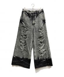 MAISON SPECIAL（メゾンスペシャル）の古着「Destroy Denim Prime-Wide Pants/デストロイデニムプライムワイドパンツ」｜ブラック