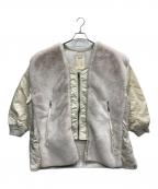 etsintaエシンタ）の古着「ファー切替ジャケット」｜ホワイト