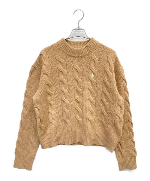 POLO RALPH LAUREN（ポロ・ラルフローレン）POLO RALPH LAUREN (ポロ・ラルフローレン) ウールカシミヤケーブルニット キャメル サイズ:Mの古着・服飾アイテム
