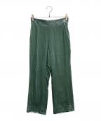 CHAOSカオス）の古着「レーヨンシルクベロアパンツ」｜グリーン