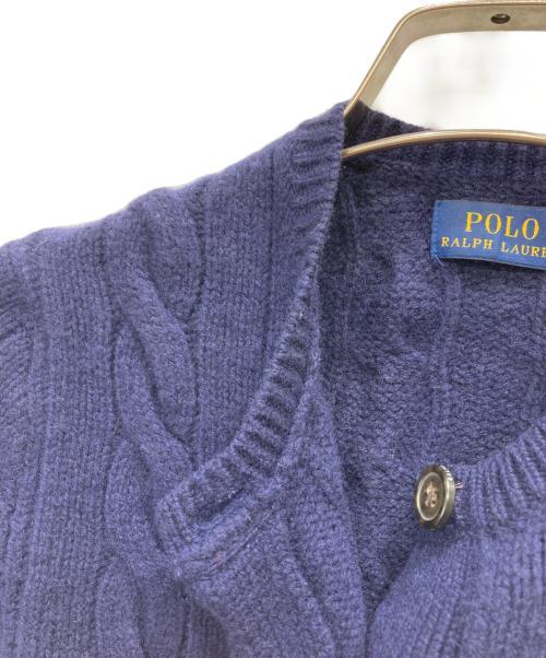 POLO RALPH LAUREN（ポロ・ラルフローレン）POLO RALPH LAUREN (ポロ・ラルフローレン) カシミヤ混ケーブルニットカーディガン ネイビー サイズ:Sの古着・服飾アイテム