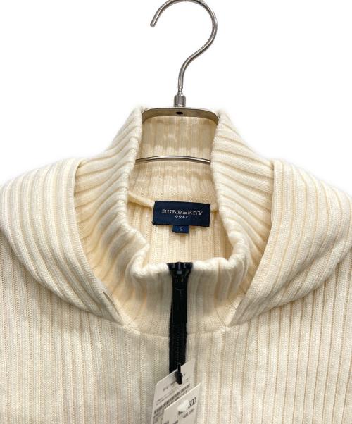 BURBERRY GOLF（バーバリーゴルフ）BURBERRY GOLF (バーバリーゴルフ) ファー付ニットジャケット ホワイト サイズ:2の古着・服飾アイテム