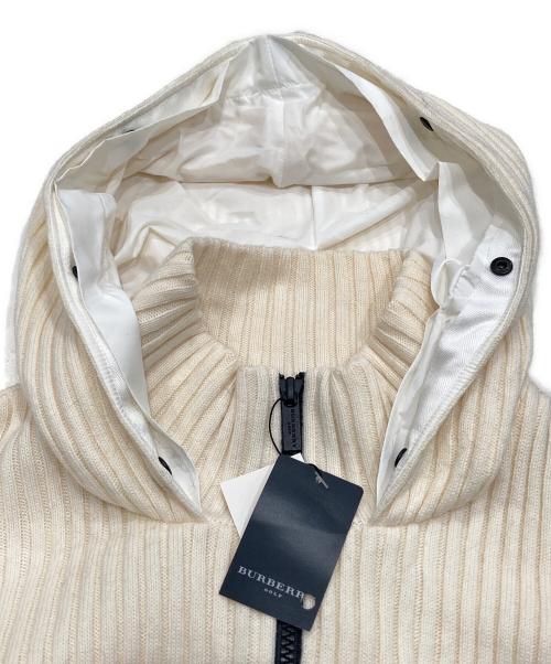 BURBERRY GOLF（バーバリーゴルフ）BURBERRY GOLF (バーバリーゴルフ) ファー付ニットジャケット ホワイト サイズ:2の古着・服飾アイテム