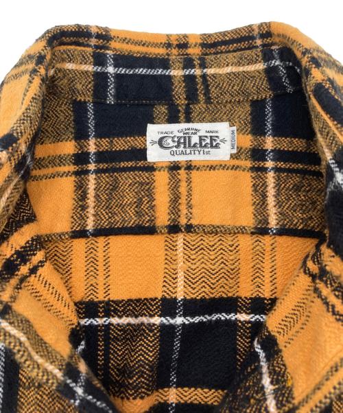 CALEE（キャリー）CALEE (キャリー) ヘリンボーンチェックシャツ イエロー サイズ:Mの古着・服飾アイテム