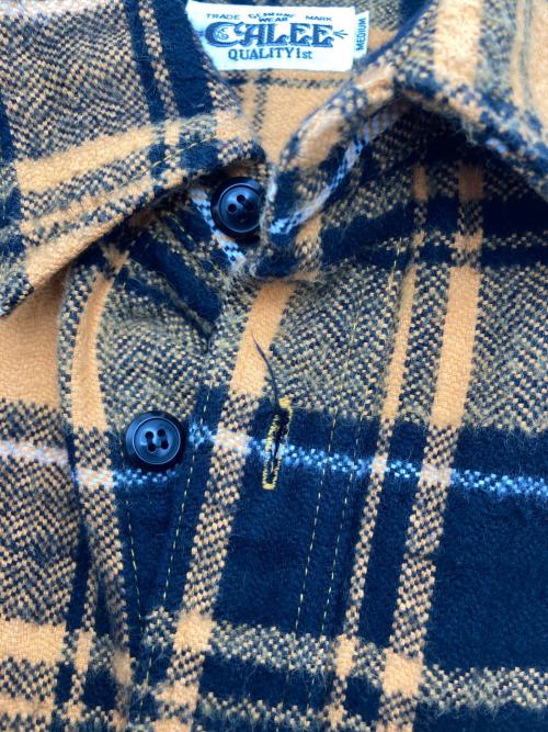 CALEE（キャリー）CALEE (キャリー) ヘリンボーンチェックシャツ イエロー サイズ:Mの古着・服飾アイテム