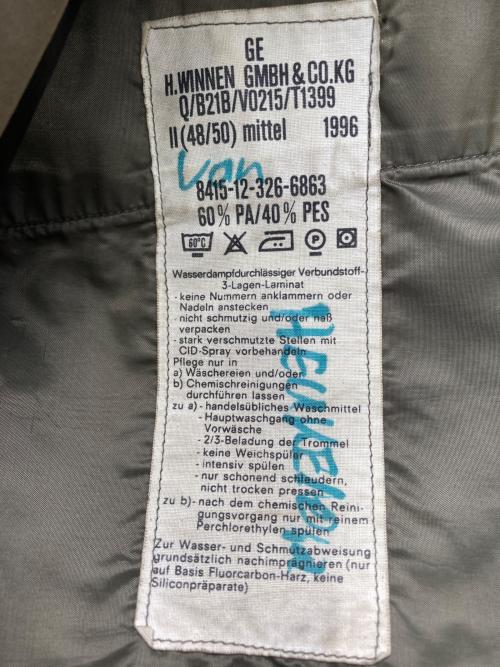 German Army（ドイツ軍）German Army (ドイツ軍) ゴアテックスフレクトンジャケット オリーブ サイズ:MLの古着・服飾アイテム