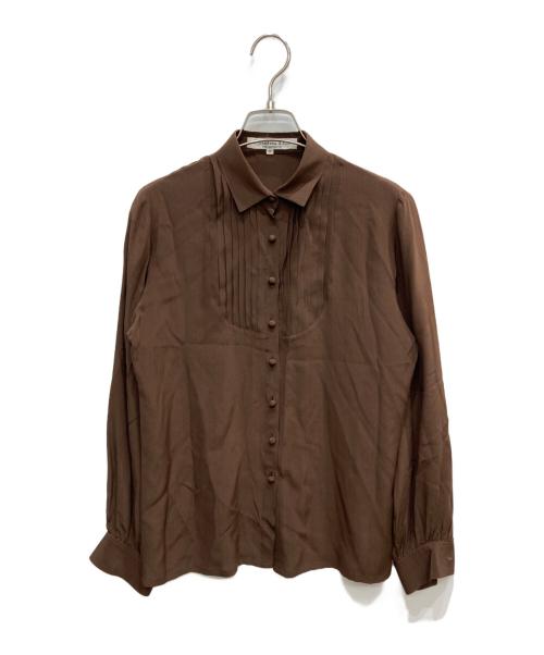 Christian Dior（クリスチャン ディオール）Christian Dior (クリスチャン ディオール) シルクギャザーブラウス ブラウン サイズ:Mの古着・服飾アイテム