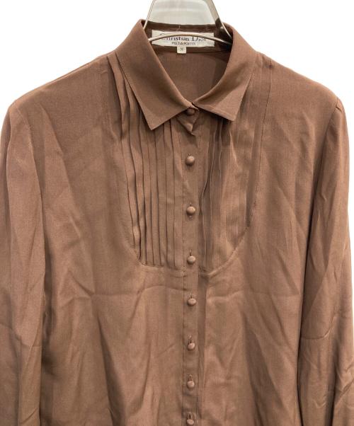Christian Dior（クリスチャン ディオール）Christian Dior (クリスチャン ディオール) シルクギャザーブラウス ブラウン サイズ:Mの古着・服飾アイテム