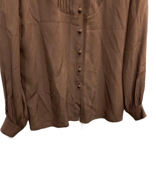 Christian Dior（クリスチャン ディオール）Christian Dior (クリスチャン ディオール) シルクギャザーブラウス ブラウン サイズ:Mの古着・服飾アイテム