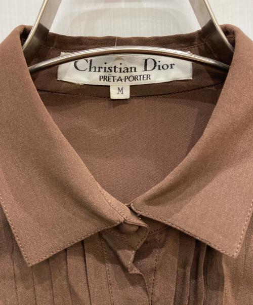 Christian Dior（クリスチャン ディオール）Christian Dior (クリスチャン ディオール) シルクギャザーブラウス ブラウン サイズ:Mの古着・服飾アイテム