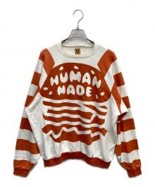HUMAN MADE（ヒューマンメイド）の古着「ハンバーガー柄ボーダースウェット」｜ホワイト