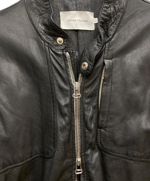 wings+horns（ウィングスアンドホーン）wings+horns (ウィングスアンドホーン) レザーライダースジャケット ブラック サイズ:1/gの古着・服飾アイテム