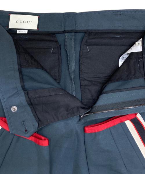 GUCCI（グッチ）GUCCI (グッチ) サイドラインギャバジンストレッチパンツ ブルーグレー サイズ:46の古着・服飾アイテム