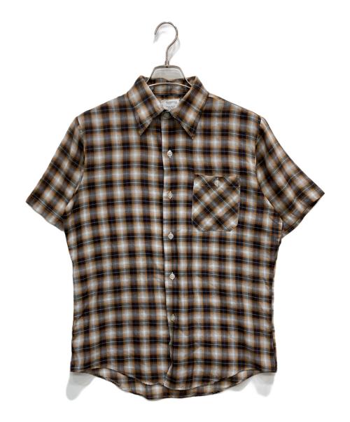 Sears（シアーズ）Sears (シアーズ) 70s半袖チェックシャツ ブラウン サイズ:Mの古着・服飾アイテム