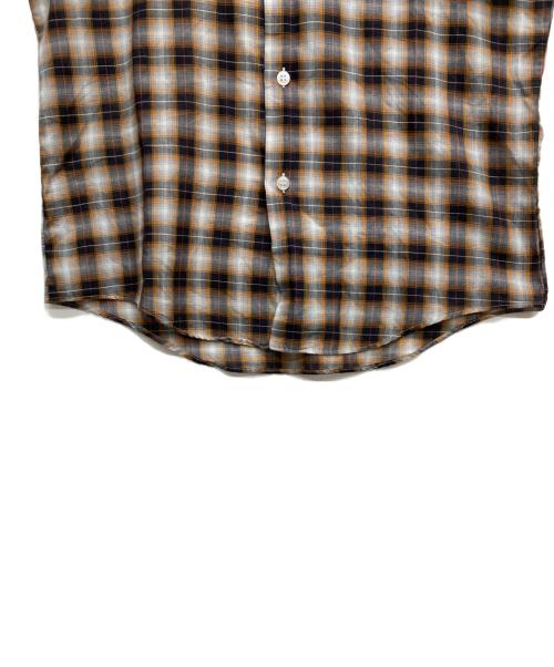 Sears（シアーズ）Sears (シアーズ) 70s半袖チェックシャツ ブラウン サイズ:Mの古着・服飾アイテム
