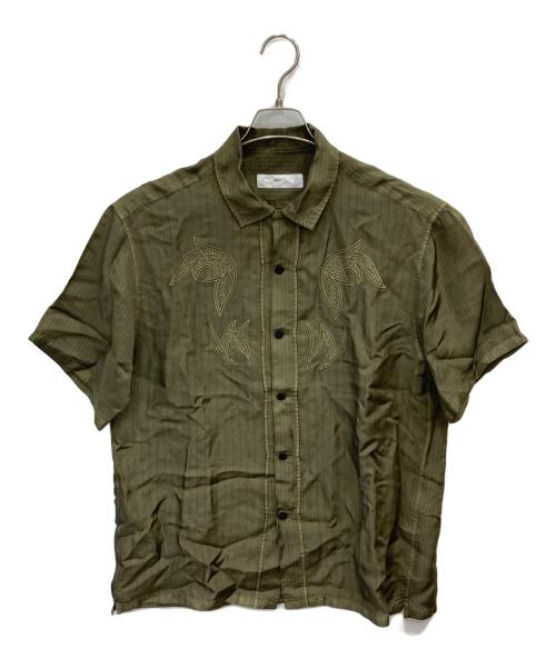 TOGA VIRILIS（トーガ ビリリース）TOGA VIRILIS (トーガ ビリリース) CUPRA STRIPE S/S SHIRT グリーン サイズ:46の古着・服飾アイテム