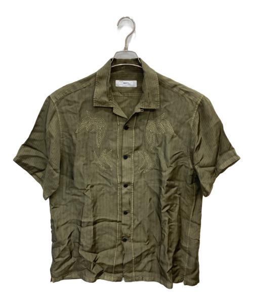 TOGA VIRILIS（トーガ ビリリース）TOGA VIRILIS (トーガ ビリリース) CUPRA STRIPE S/S SHIRT グリーン サイズ:46の古着・服飾アイテム