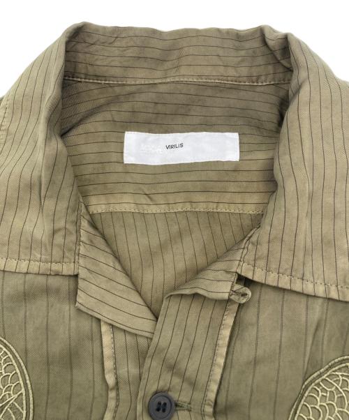 TOGA VIRILIS（トーガ ビリリース）TOGA VIRILIS (トーガ ビリリース) CUPRA STRIPE S/S SHIRT グリーン サイズ:46の古着・服飾アイテム