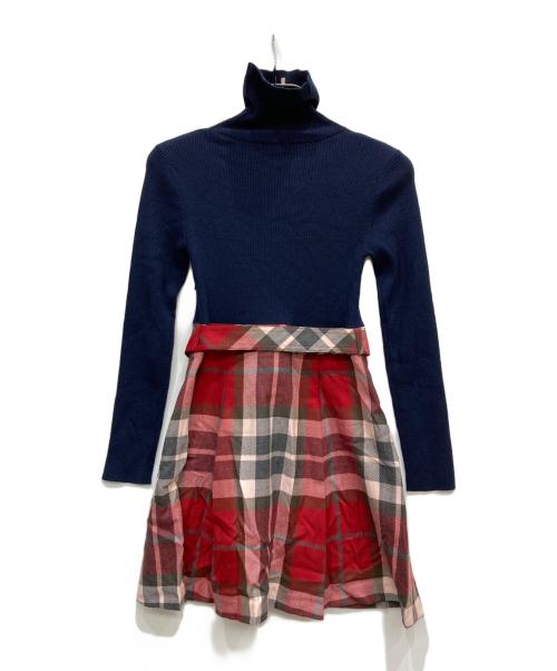 BURBERRY BLUE LABEL（バーバリー ブルー レーベル）BURBERRY BLUE LABEL (バーバリー ブルー レーベル) タートルネック ニット 切替 ワンピース ネイビー サイズ:36の古着・服飾アイテム