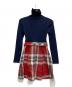 BURBERRY BLUE LABEL (バーバリー ブルー レーベル) タートルネック ニット 切替 ワンピース ネイビー サイズ:36：7000円