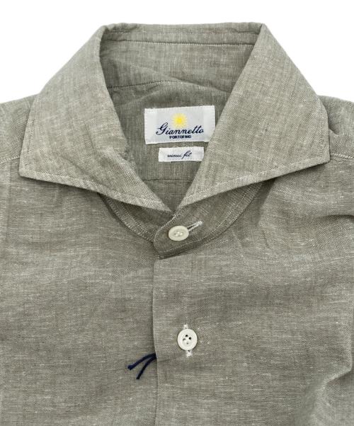 giannetto（ジャンネット）giannetto (ジャンネット) リネン混シャツ カーキ サイズ:SIZE 37 未使用品の古着・服飾アイテム