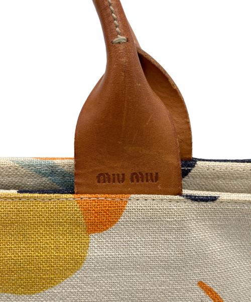 MIU MIU（ミュウミュウ）MIU MIU (ミュウミュウ) 花柄キャンバストートバッグ ホワイトの古着・服飾アイテム