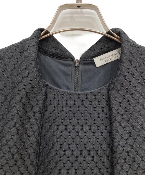 M-PREMIER（エムプルミエ）M-PREMIER (エムプルミエ) ドットレース ボウタイ ワンピース ブラック サイズ:Sの古着・服飾アイテム