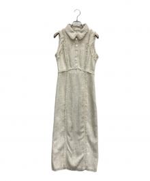 FRAY ID（フレイ アイディー）の古着「フリンジデザインポロツイードワンピース」｜アイボリー