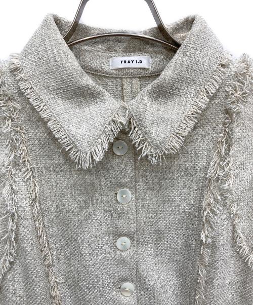 FRAY ID（フレイ アイディー）FRAY ID (フレイ アイディー) フリンジデザインポロツイードワンピース アイボリーの古着・服飾アイテム