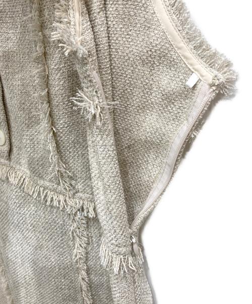 FRAY ID（フレイ アイディー）FRAY ID (フレイ アイディー) フリンジデザインポロツイードワンピース アイボリーの古着・服飾アイテム