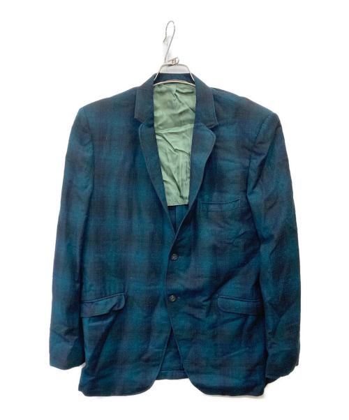 CURLEE CLOTHES（カーリー・クローズ）CURLEE CLOTHES (カーリー・クローズ) チェックウールテーラードジャケット ネイビー サイズ:不明の古着・服飾アイテム