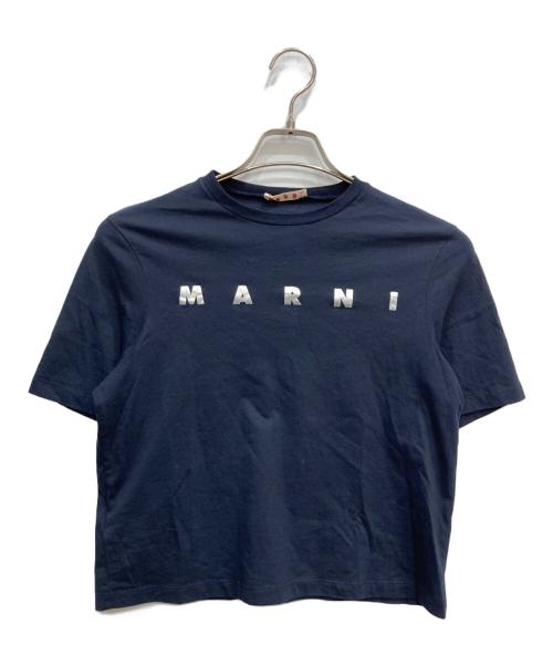 MARNI（マルニ）MARNI (マルニ) クロップド丈ロゴプリントＴシャツ ネイビー サイズ:表記なしの古着・服飾アイテム