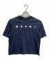 MARNI（マルニ）の古着「クロップド丈ロゴプリントＴシャツ」｜ネイビー