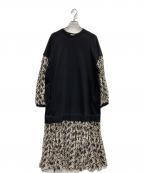 CLANEクラネ）の古着「フラワーレースミックスワンピース」｜ブラック