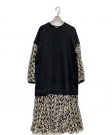 CLANE（クラネ）の古着「フラワーレースミックスワンピース」｜ブラック